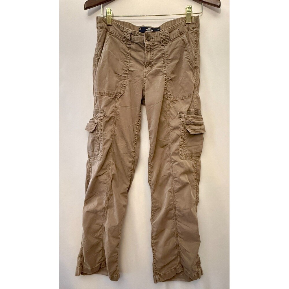 Hollister Women's Low Rise Baggy Cargo Pants Brown XS Utility Pocket